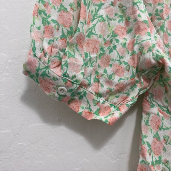 Sophie Rue Floral Tie Back Short Sleeve Blouse Large - Picture 6 of 7